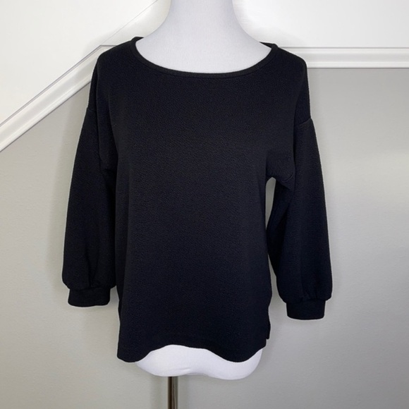 J. Crew Balloon‎ Sleeve Double-Knit Top Blouse Black Size L classic career - Picture 9 of 13